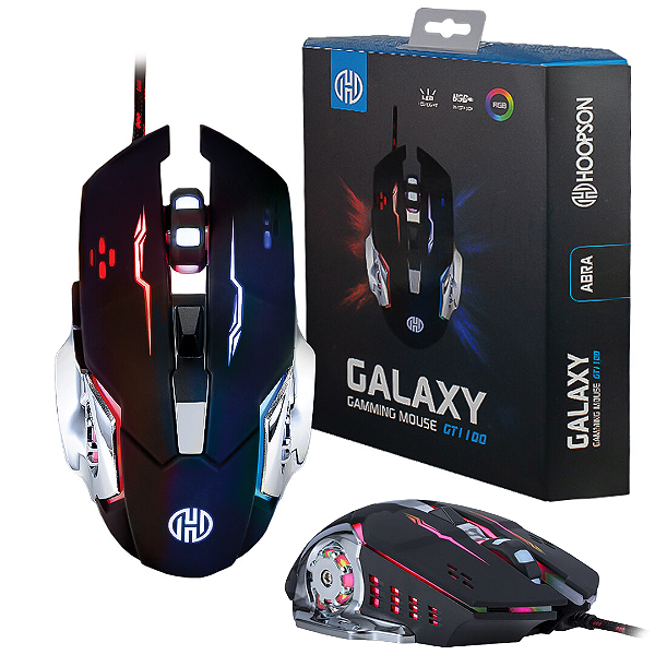 Mouse Gamer Com Fio 2.400 DPI, Led RGB, 6 Botões - Hoopson Galaxy GT1100