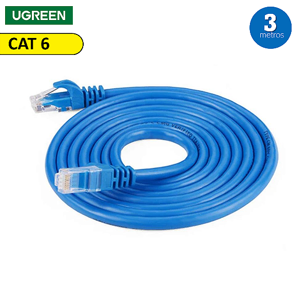 Cabo de Rede Cat 6 com 3 Metros, U/UTP - Ugreen