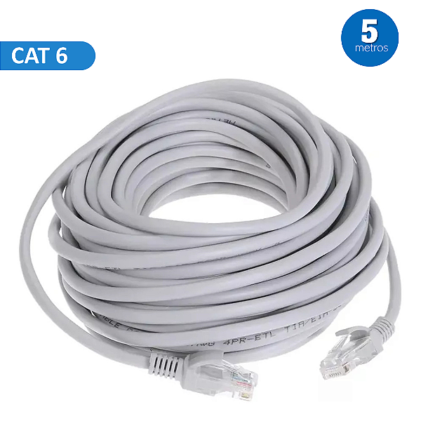 Cabo de Rede Cat 6 com 5 Metros CFTV, Até 1000Mbps, Cor Cinza - It-Blue LE-313