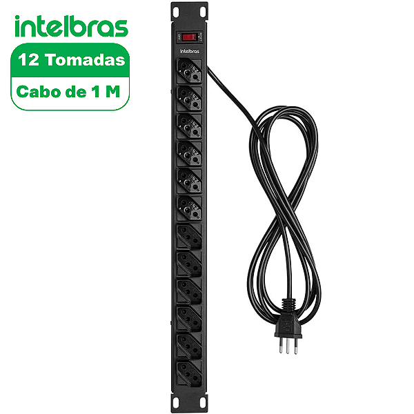 Filtro de Linha com 12 Tomadas Para Rack, Preto - Intelbras EPR 212