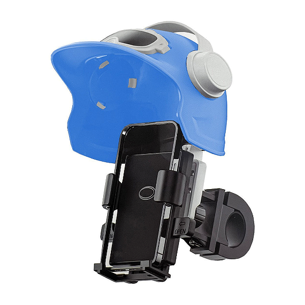 Suporte de Celular para Moto com Capacete, Proteção Solar e Chuva, Preto/Azul - Lehmox LEY-2112