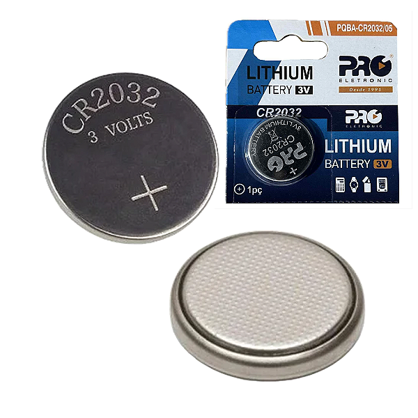 Bateria de Lítio CR 2032 Tipo Moeda 3V, 1 Und - ProEletronic