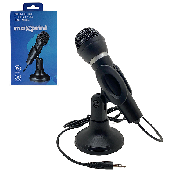 Microfone Condensador de Mesa P2 3.5mm, Preto - Maxprint Studio Max