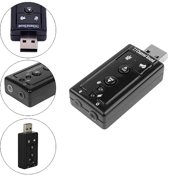 Placa de Som USB, Adaptador Áudio 7.1 Para P2, Pc, Notebook - Knup HB-T64
