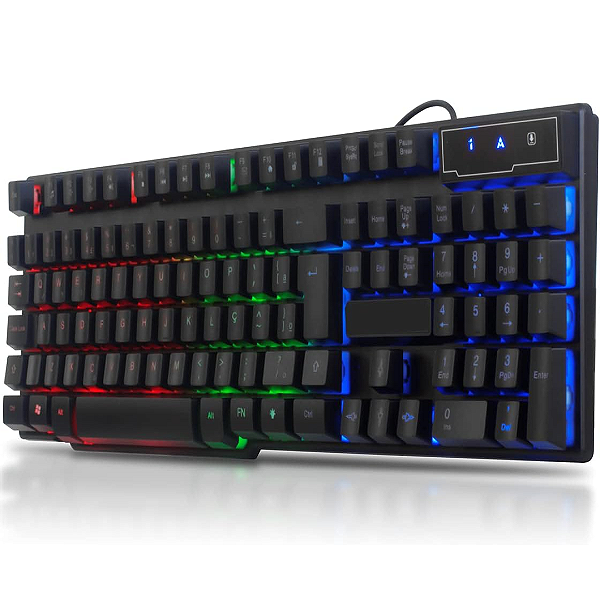 Teclado Gamer Membrana com Fio USB LED RGB, Anti-Ghosting, ABNT2 - Knup KP-2043/A