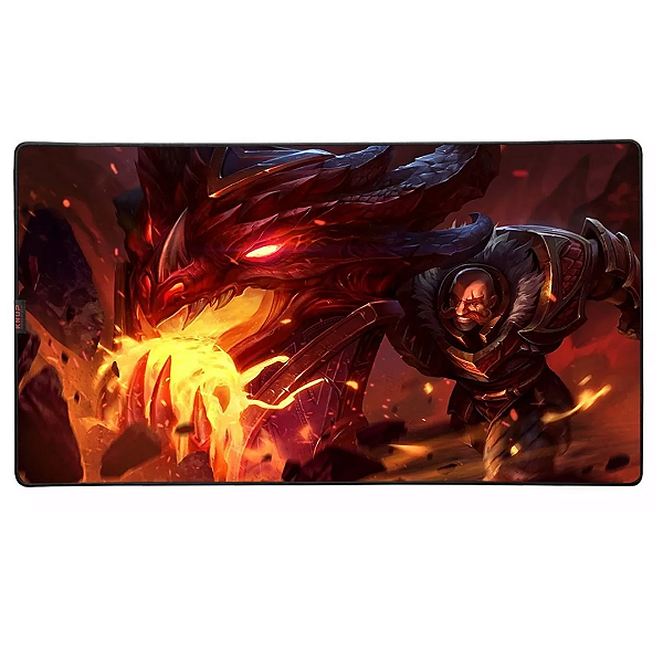 MousePad Gamer 80x40cm com Bordas Costuradas, Control, Estampa Lol Braum Dragonslayer - Knup KP-S09