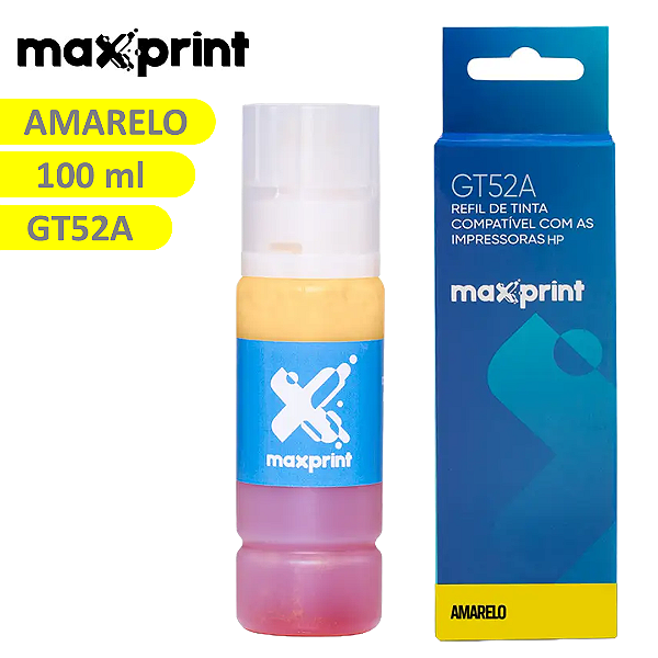 Tinta de Impressora HP GT52A Amarelo Compatível Hp Deskjet e Ink Tank - Maxprint