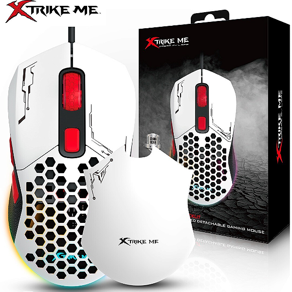 Mouse Gamer com Fio 7.200 Dpi, RGB, Design Customizável, Branco - Xtrike-ME GM-316W