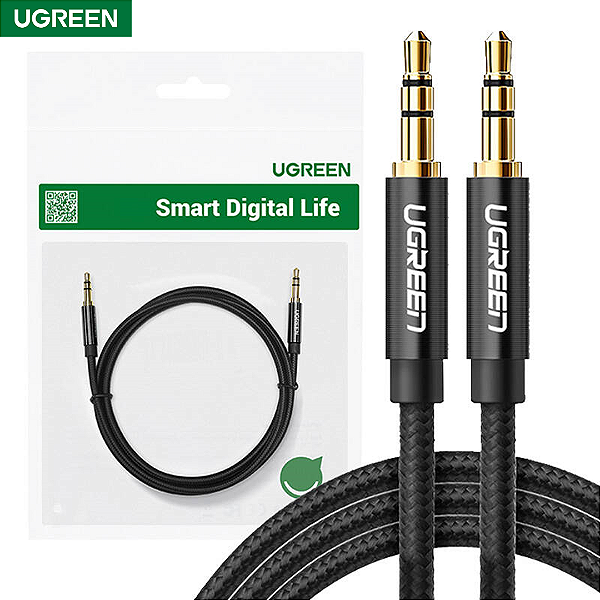 Cabo de Áudio Auxiliar P2 x P2, 3.5 Aux com 1 Metro em Nylon Trançado - Ugreen AV112