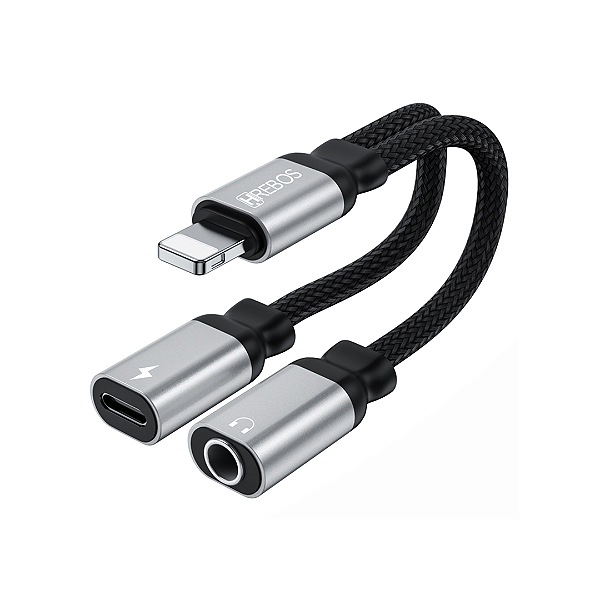 Adaptador de Fone de Ouvido iPhone para Áudio P2 3.5mm (Música) + iPhone (Carregamento) - Hrebos HS-228