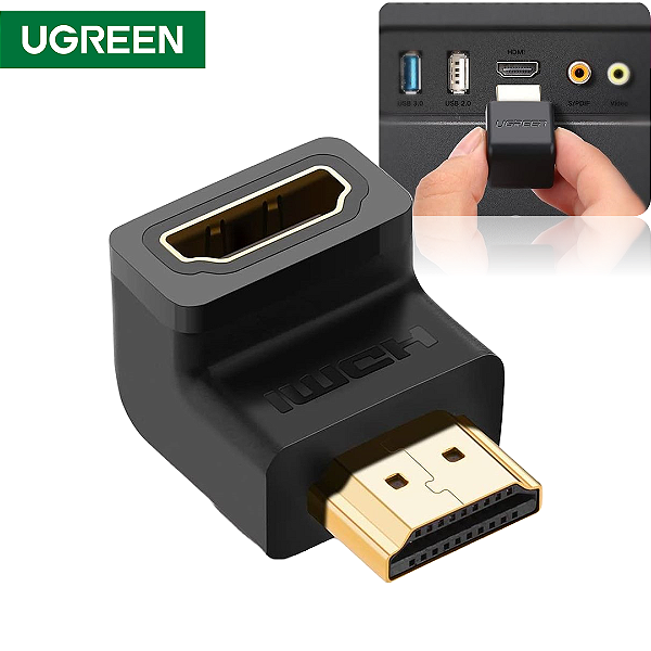 Adaptador Curva HDMI 90° Graus em L 4K 60Hz - Ugreen HD112