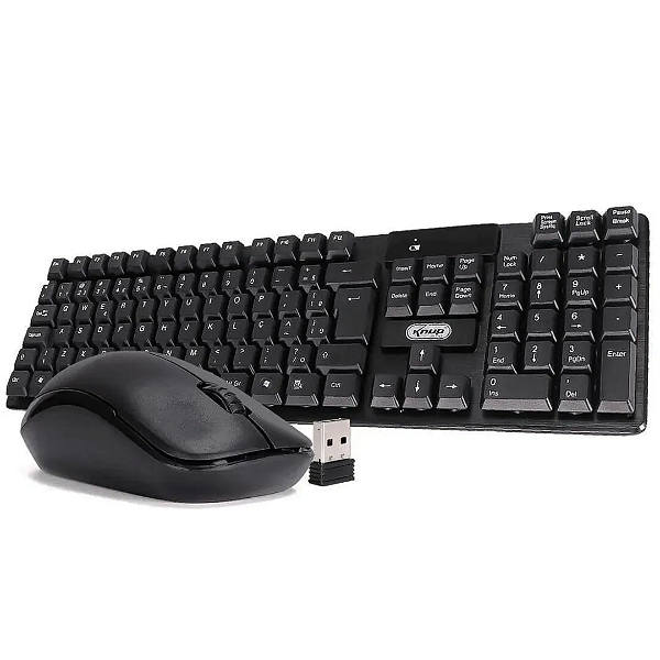 Kit Teclado e Mouse Sem Fio Wireless ABNT2 - Knup KP-2063