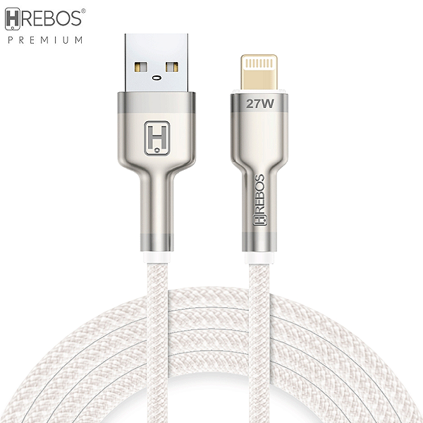 Cabo de Carregamento para iPhone 27W com 1 Metro, Trançado, Metal - Hrebos CB-218i
