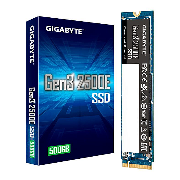 SSD 500Gb Gigabyte Gen3 2500E, M.2 2280, Pcie NVMe, Leitura 2300 mb/s, Gravacao 1500 mb/s