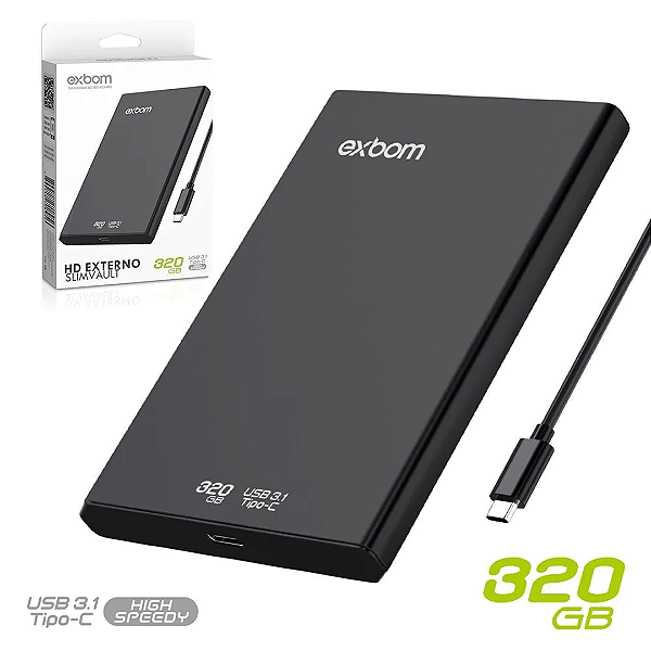 HD Externo 320Gb de 2.5 Polegadas Type C 3.1 (Disco Rígido) - Exbom HDE-S3GA