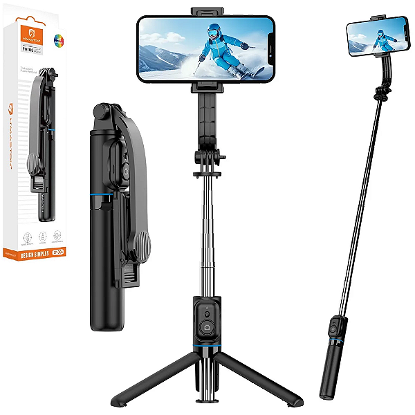 Bastão Pau de Selfie Tripé com Controle Bluetooth 1 Metro - H'Maston ZP-006