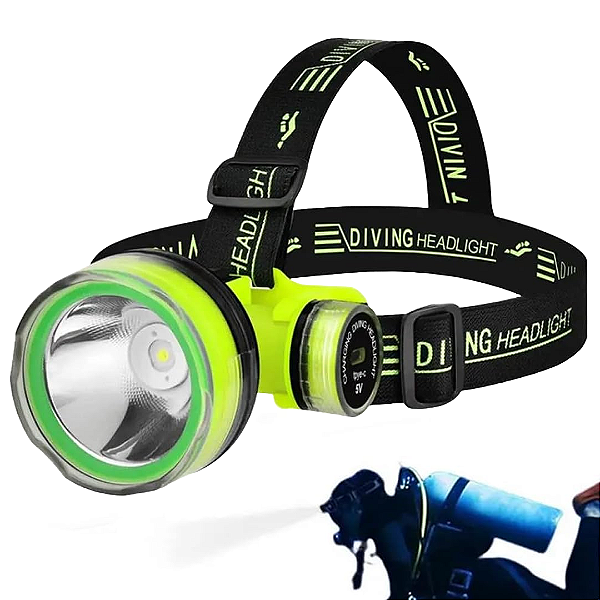 Lanterna de Cabeça para Mergulho Pesca Led Bateria Recarregável Profundidade até 30m - Luatek LT-XH05