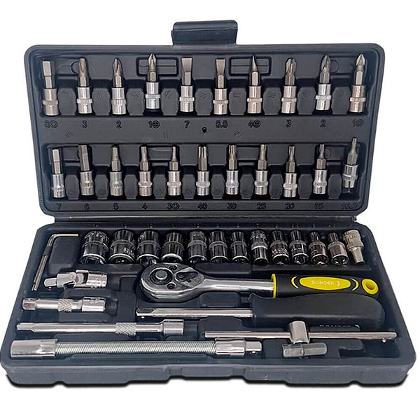Conjunto Chave Catraca Profissional com 46 Pecas - Bomvik Bom-3905