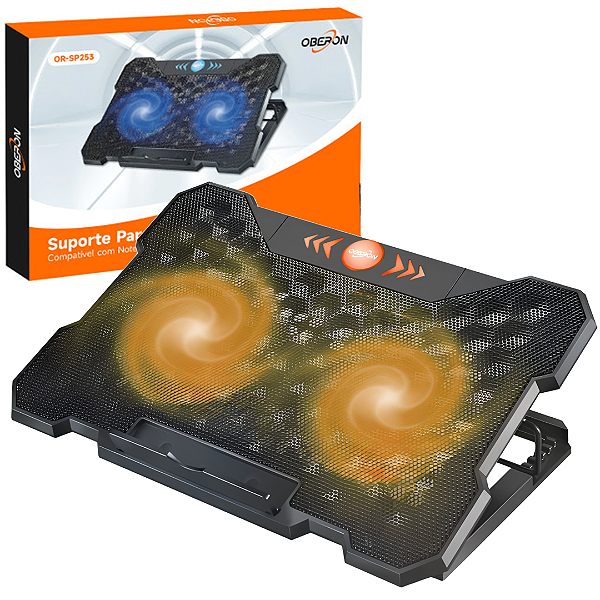 Base Para Notebook 12" a 17" com 2 Fans e Led Cor de Laranja - Oberon OR-SP253