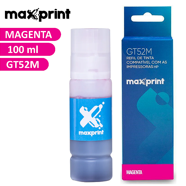 Tinta de Impressora HP GT52M Magenta Compatível Hp Deskjet e Ink Tank - Maxprint
