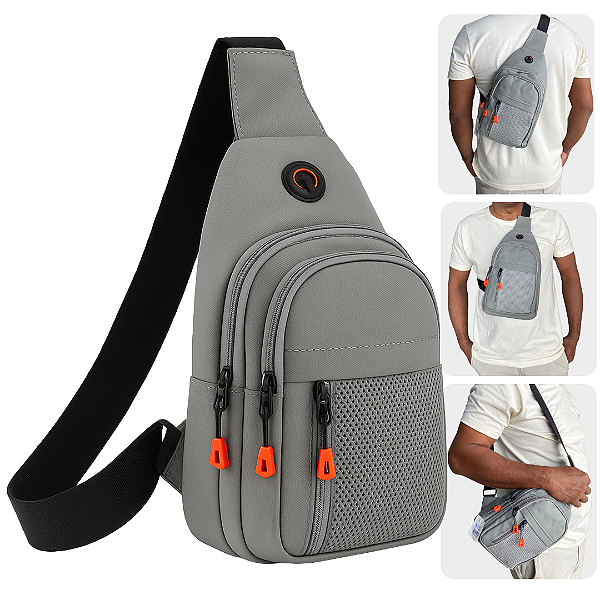 Mini Bolsa Tiracolo Pochete Transversal Ombro Ant Furto Unissex Cor Cinza - A2535