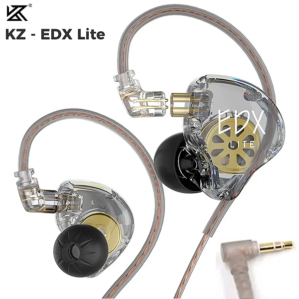 Fone de Ouvido Retorno Palco Dj Músicos, Plug P2, Sem Microfone e Cabo Removível - KZ-EDX Lite