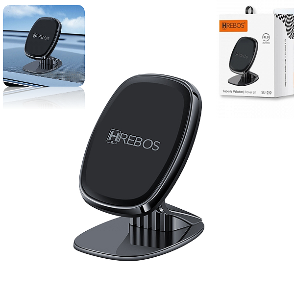 Suporte Veicular Metal Magnético Imã, 360 Graus, Travel Lift - Hrebos SU-219