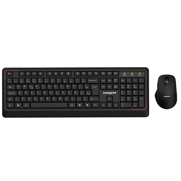 Kit Teclado e Mouse Sem Fio, Wireless 2.4Ghz, ABNT2, Preto - Maxprint CW200