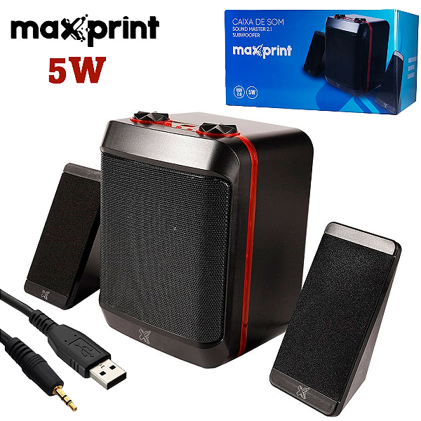 Caixa de Som Para PC/Notebook 5W Sound Master 2.1 Subwoofer - Maxprint