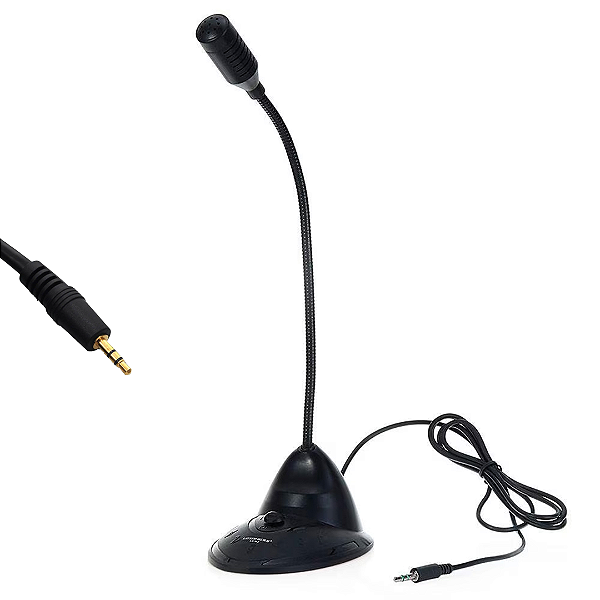 Microfone Condensador de Mesa P2 3.5mm, Preto - Maxprint Stand