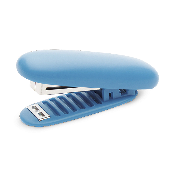 Mini Grampeador Plástico até 15 Folhas, Semiautomático, Azul - Maxprint MX-G15D