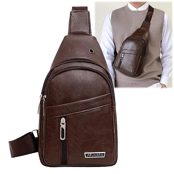 Mini Bolsa Tiracolo Transversal Ombro de Couro Sintético Marrom - Jingpin A2508