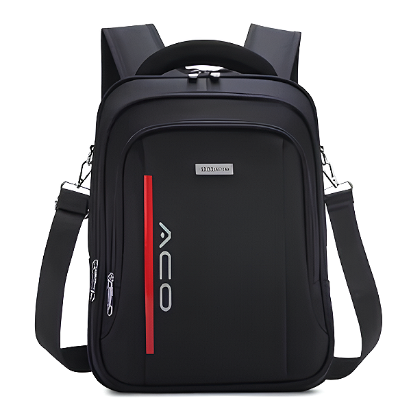 Mochila Para Notebook até 14" Unissex à Prova D'Água com Alça Lateral Cor Preta - Aco 1502