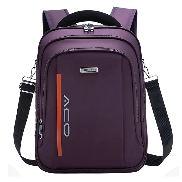 Mochila Para Notebook até 14" Unissex à Prova D'Água com Alça Lateral Cor Roxo - Aco 1502