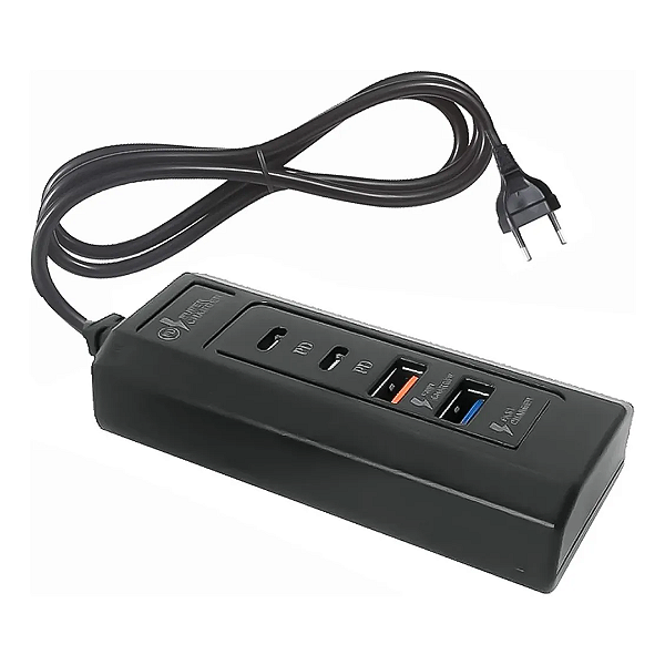 Carregador Fonte Powersocket 25w com 2 Entradas USB-C (PD) + 2 USB Convencional até 3.1A Max