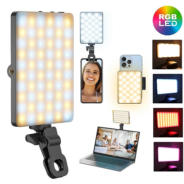 Iluminador LED Luz de Preenchimento RGB Para Celular, Câmera, Tripé - Tomate MLG-117RGB