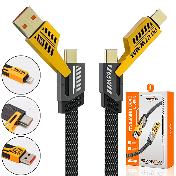 Cabo Carregador Para iPhone e Android Tipo C Super Turbo 65W com 1.2 Metros - Oberon OR-CO32