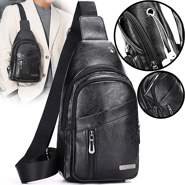 Mini Bolsa Tiracolo Transversal Ombro de Couro Sintético Preto - Jingpin A2508