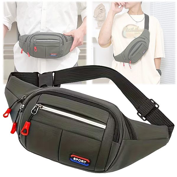 Pochete Impermeável Bolsa Transversal ou Cintura, Cor Verde - Sport A2502