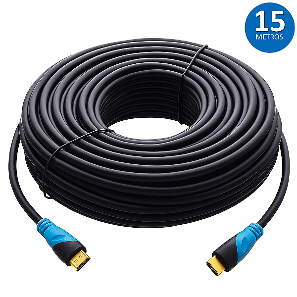 Cabo HDMI Com 15 metros V2.0 Imagem Ultra HD 4K para TV, Projetor e Monitor