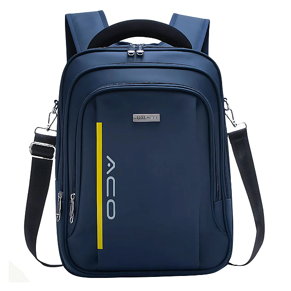 Mochila Para Notebook até 14" Unissex à Prova D'Água com Alça Lateral Cor Azul - Aco 1502