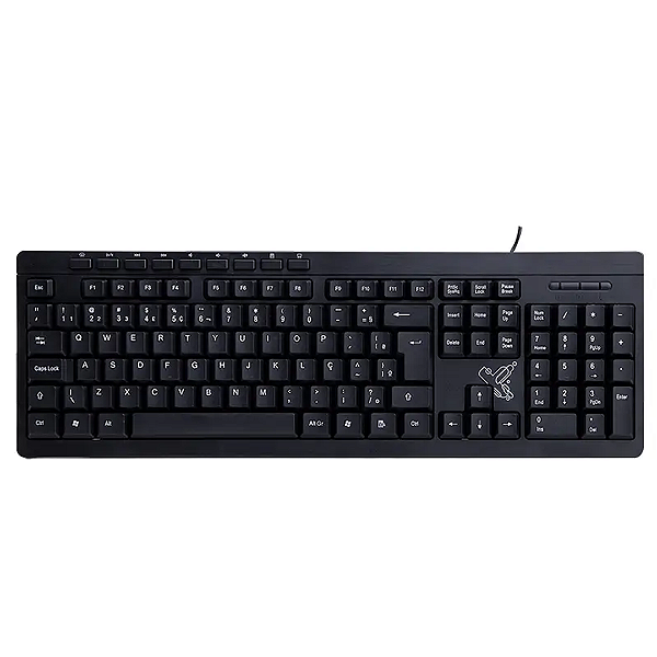 Teclado Com Fio Básico com Teclas Multimídia, ABNT2, USB 2.0, Preto - Maxprint Sk-2030
