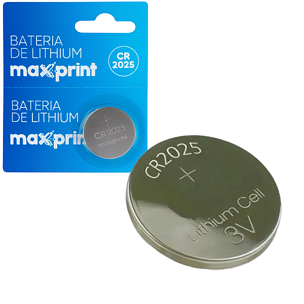 Bateria de Lítio CR 2025 Tipo Moeda 3V, 1 Und - Maxprint