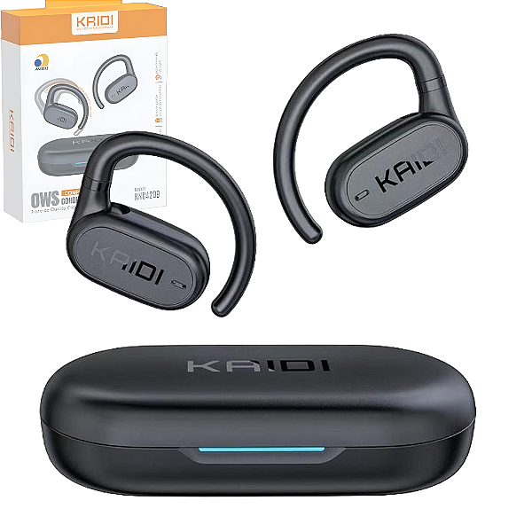 Fone de Ouvido Bluetooth V5.3 com Condução de Ar, Resistente à Água, Até 4h Reprodução, Preto - Kaidi KNC4209