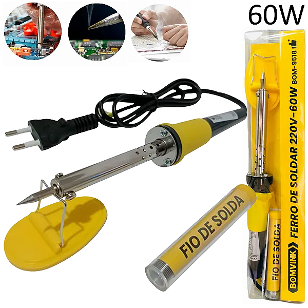 Ferro de Solda Elétrico Profissional Alta Precisão 60W, 220V - Bomvink BOM-9518