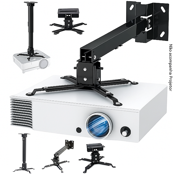 Suporte de Projetor Datashow Para Teto ou Parede Com Extensão, Preto - Tomate MTP-02D