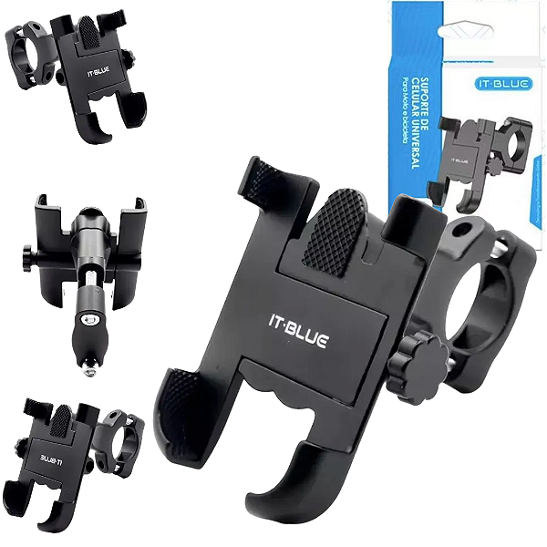 Suporte de Celular para Moto e Bicicleta de Alumínio Preto para Guidão - It-blue Le-044