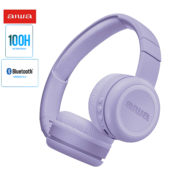 Fone de Ouvido Headphone Bluetooth V5.2 Bateria que dura até 100 horas - Aiwa AWS-HP-03-P