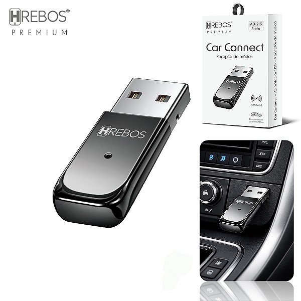 Adaptador Receptor Bluetooth 5.0 para Som Automotivo e Residencial - Hrebos AD-215