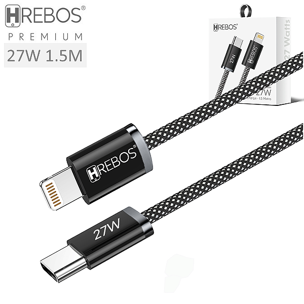 Cabo de Carregamento Tipo C para iPhone (Lightning) Turbo 27W com 1,5 Metros - Hrebos CB-385I
